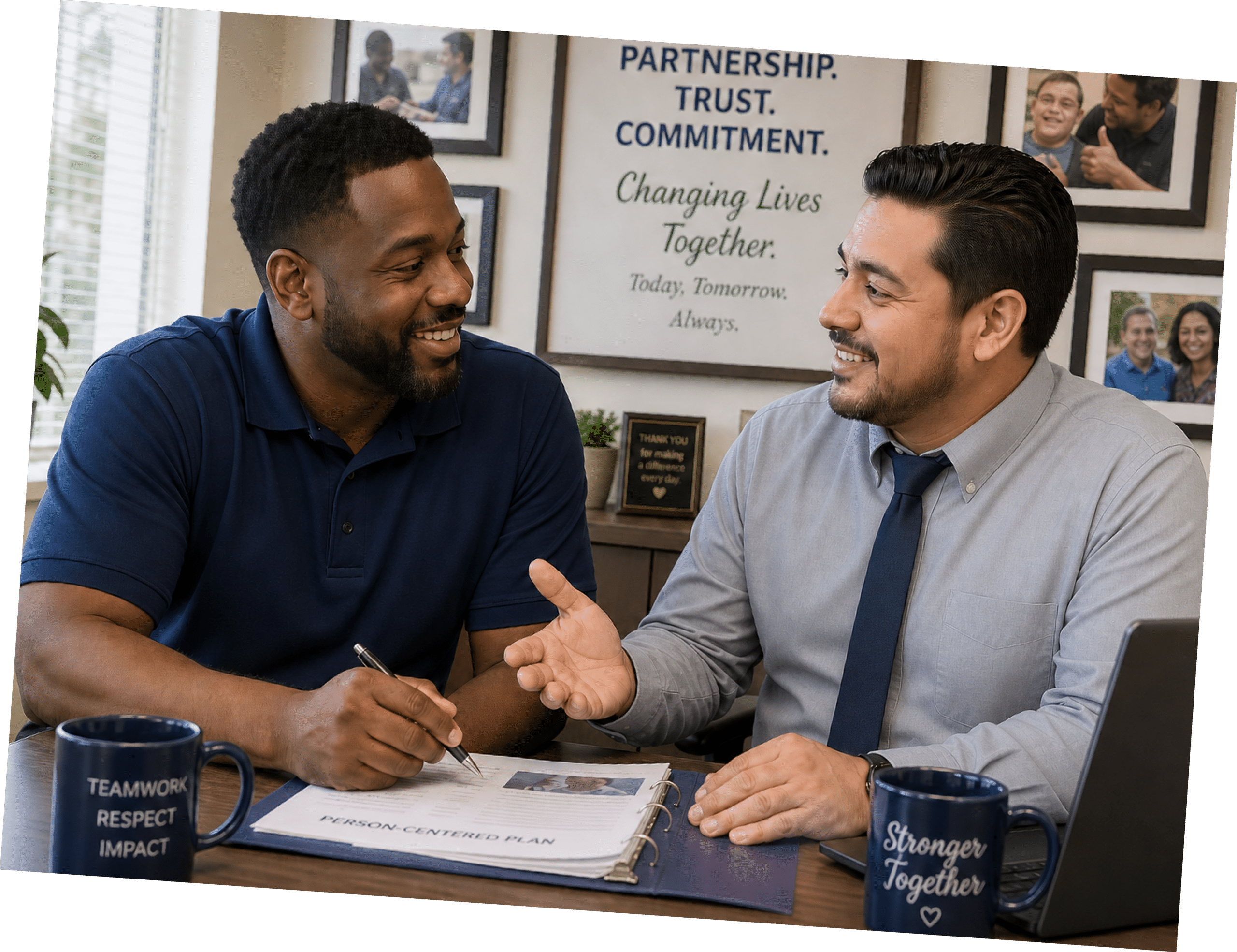 MDH staff member meeting with a professional partner