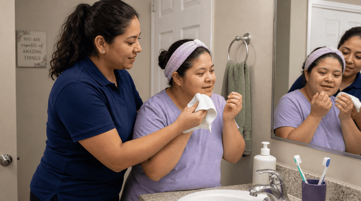 Direct support professional assisting an individual
